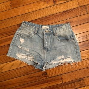 Light wash denim shorts
